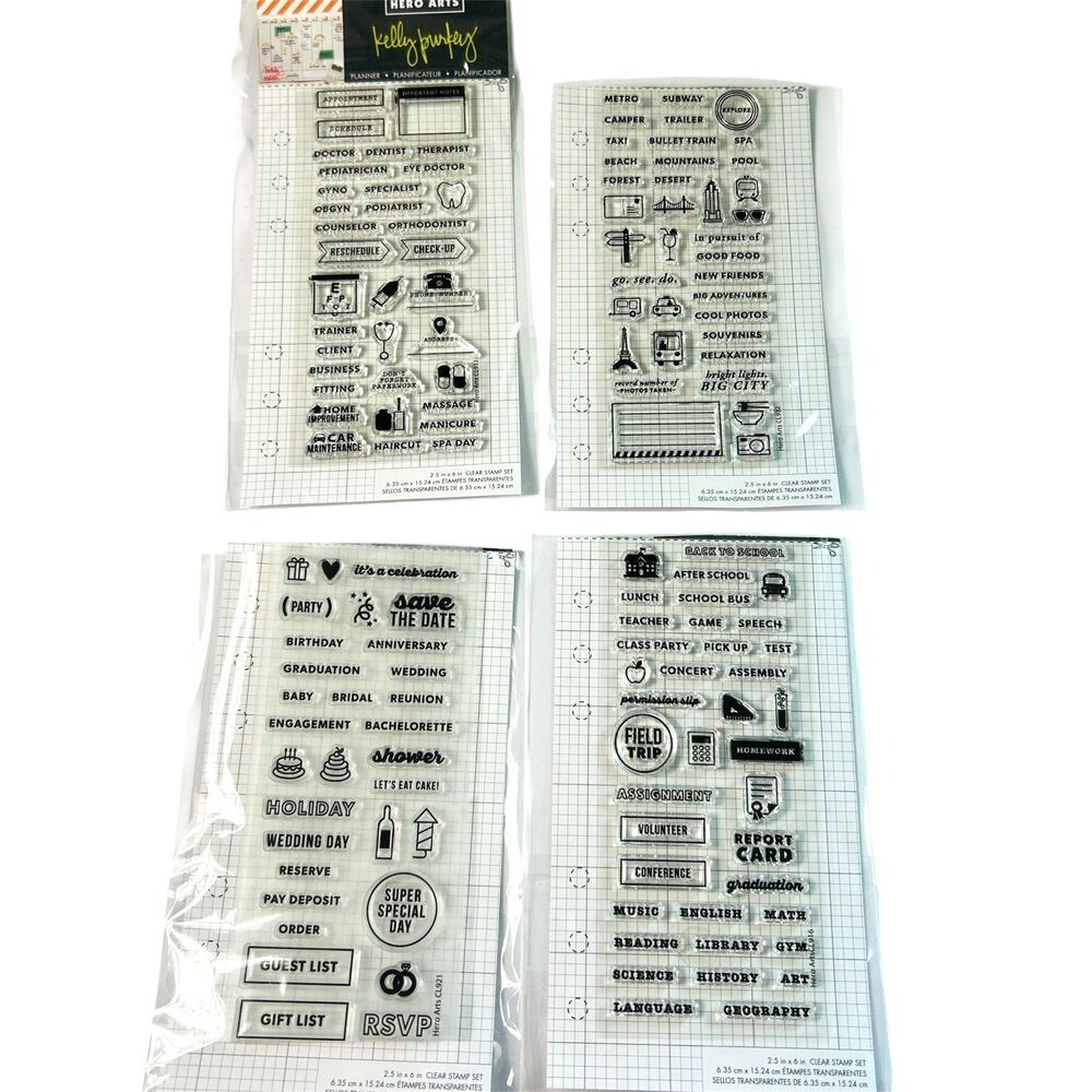Hero Arts Kelly Purkey Planner Stamps Lot of 4 Travel Appointments School Events